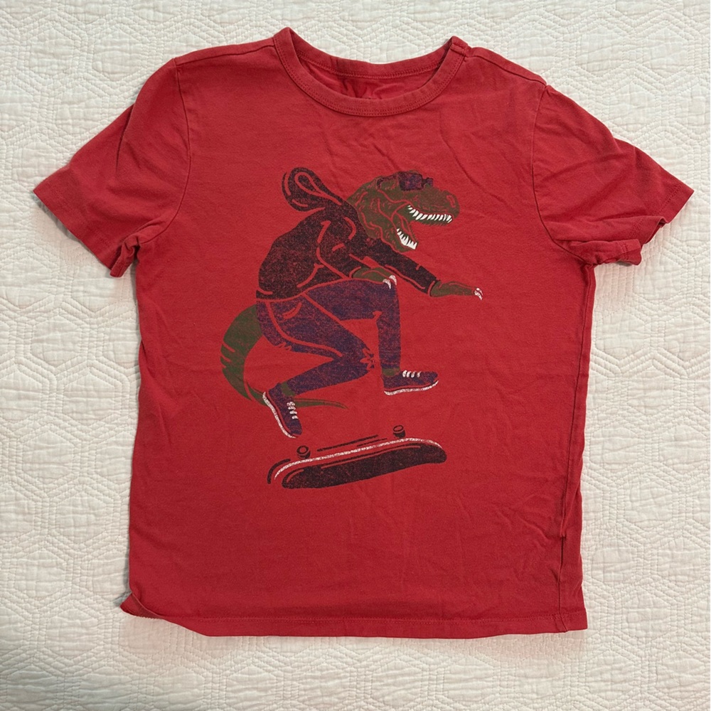 GAP Kid’s Red T-Shirt with Dinosaur Skateboard Graphic